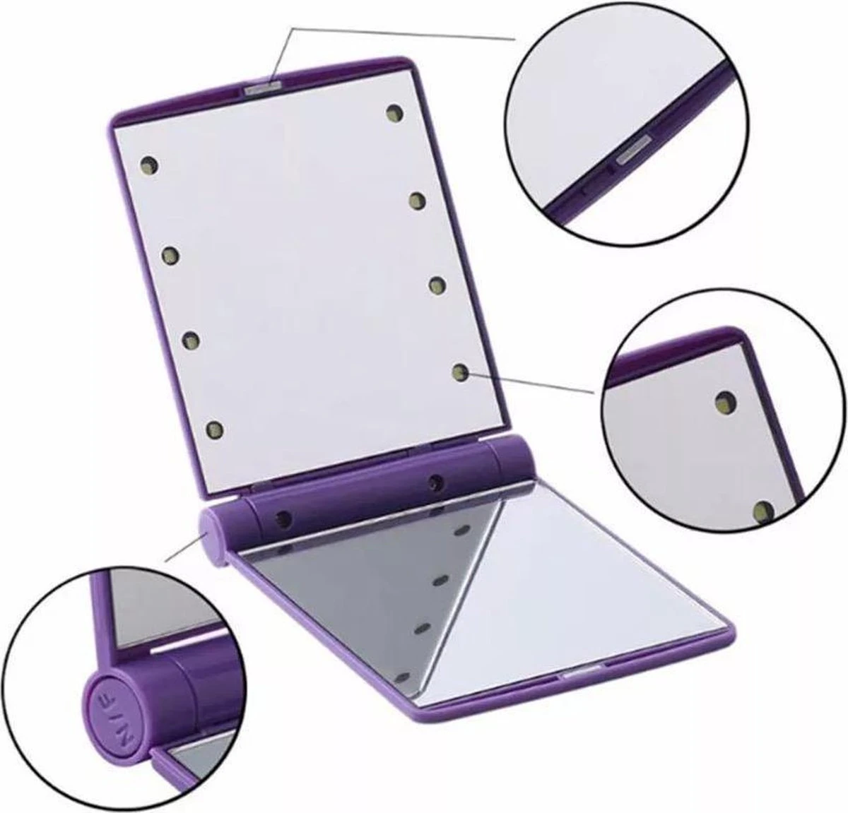 Compacte Make-up Spiegel- LED Mirror- Inklapbaar Met Verlichting- Draagbare Mini Make-up Spiegel 6 Compacte Make-up Spiegel- LED Mirror- Inklapbaar Met Verlichting- Draagbare Mini Make-up Spiegel - Afbeelding 6