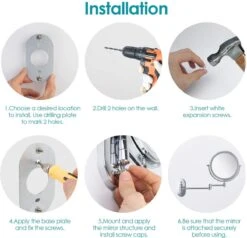 Auxmir Cosmetische Spiegel Met 1X / 10X Vergroting LED Verlichting, Dimbare Make-up Spiegel Met Touch Schakelaar USB Oplaadbare, Scheerspiegel 360 ° Draaibare Muurbeugel Voor Badkamer, Spa En Hotel -Cosmetica Winkel 1200x1155 16