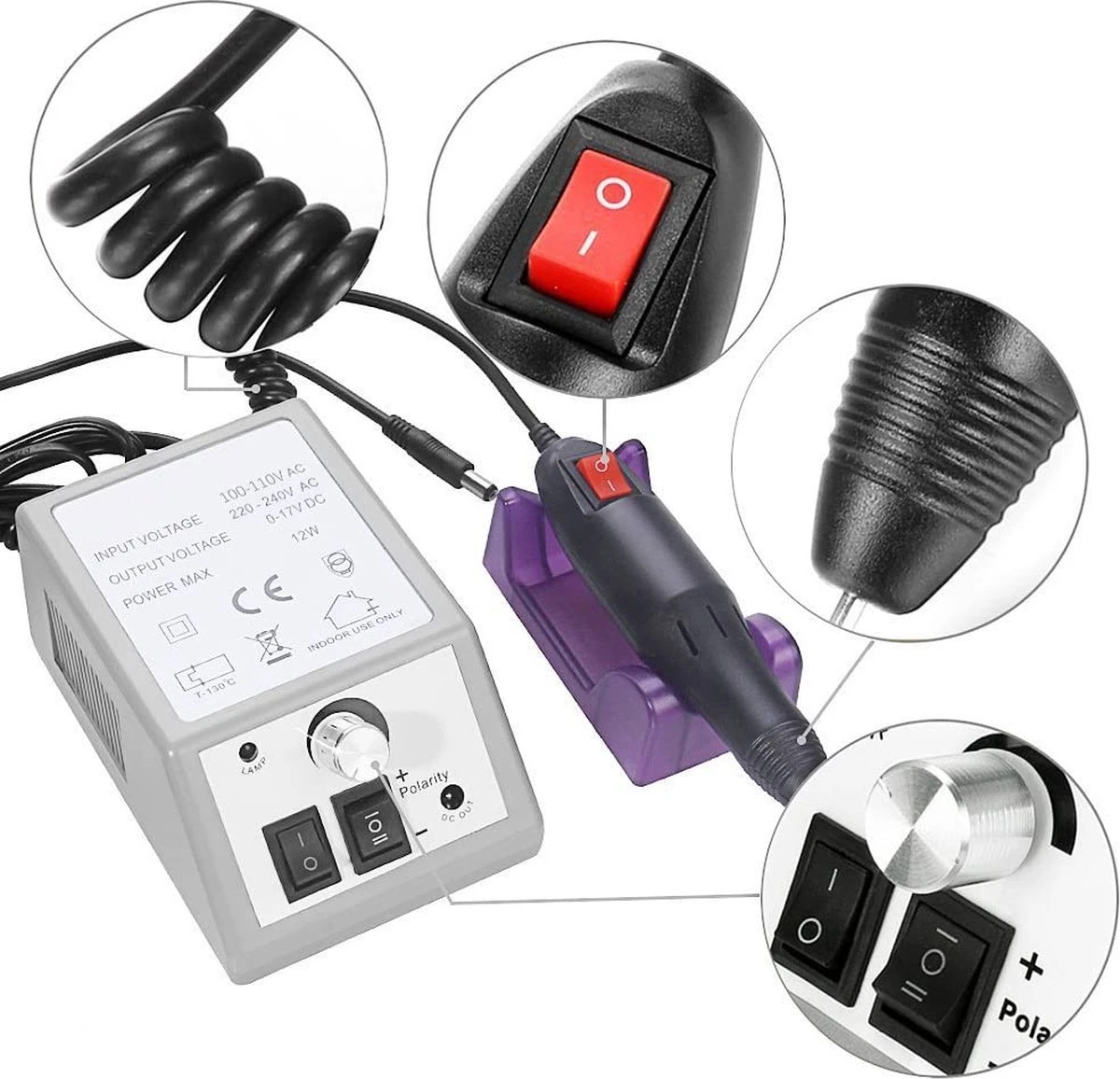 Elektrische Nagelvijl/ Nagelfrees - Inclusief 6 Vijlen - Nagelfrees Machine Voor Slijpen / Snijden / Polijsten - Manicure / Pedicure Nagel Vijlmachine - Verzorging Voor Nagels / Handen / Voeten 1 Elektrische Nagelvijl/ Nagelfrees - Inclusief 6 Vijlen - Nagelfrees Machine Voor Slijpen / Snijden / Polijsten - Manicure / Pedicure Nagel Vijlmachine - Verzorging Voor Nagels / Handen / Voeten