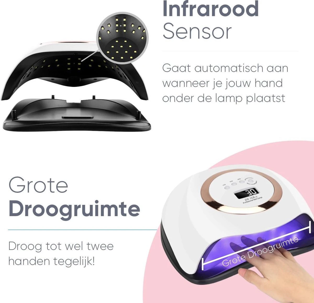 De Sera UV Lamp Gelnagels 168W - LED Lamp Nagels - Gellak Lamp - Nageldroger Met 2.5 Meter Lang Snoer - Wit 3 De Sera UV Lamp Gelnagels 168W - LED Lamp Nagels - Gellak Lamp - Nageldroger Met 2.5 Meter Lang Snoer - Wit - Afbeelding 3