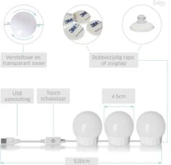 Gadgy Hollywood Spiegel Met Verlichting – Spiegel Met Licht - 10 LED Lampen - Dimbaar (SPIEGEL NIET INBEGREPEN) -Cosmetica Winkel 1200x1159 51