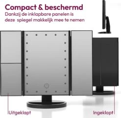 Gadgy Make Up Spiegel – Spiegel Verlichting – Moederdag Cadeautje - Cosmetica Spiegel - Scheerspiegel - Staand Met 2 Vergrootspiegels - Op Batterijen Of USB (kabel Incl) -Cosmetica Winkel 1200x1170 59