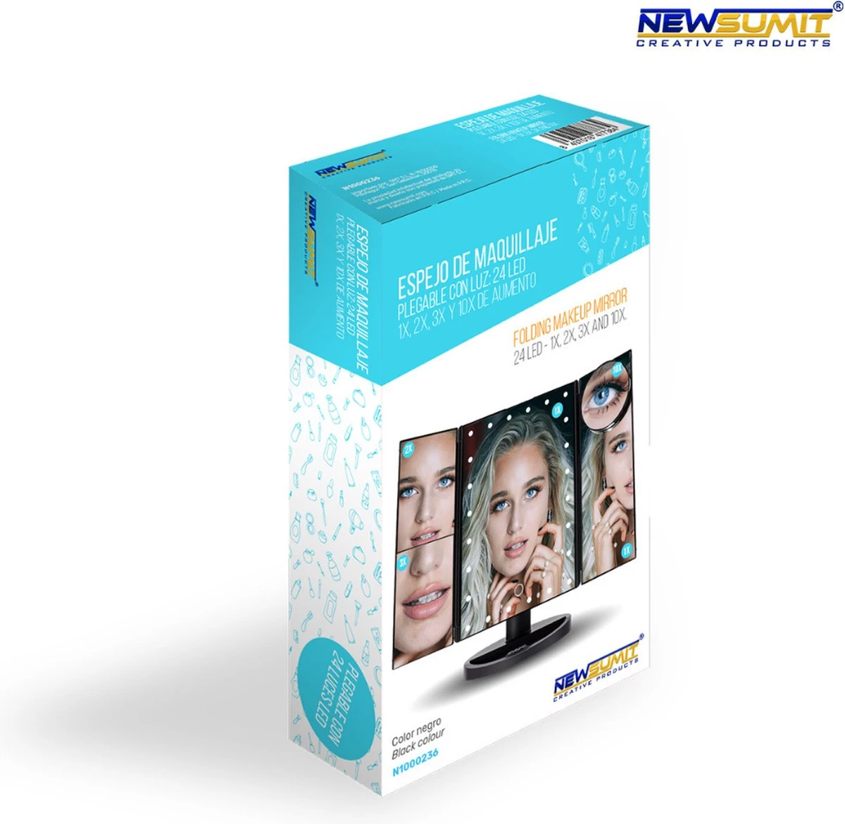 Make-Up Spiegel Met LED Verlichting - Zwart - Vergrootspiegels - Cosmetica/ Visagie Spiegel - 180° Draaibaar - Werkt Op AAA Batterijen én USB - Inclusief USB Kabel 5 Make-Up Spiegel Met LED Verlichting - Zwart - Vergrootspiegels - Cosmetica/ Visagie Spiegel - 180° Draaibaar - Werkt Op AAA Batterijen én USB - Inclusief USB Kabel - Afbeelding 5