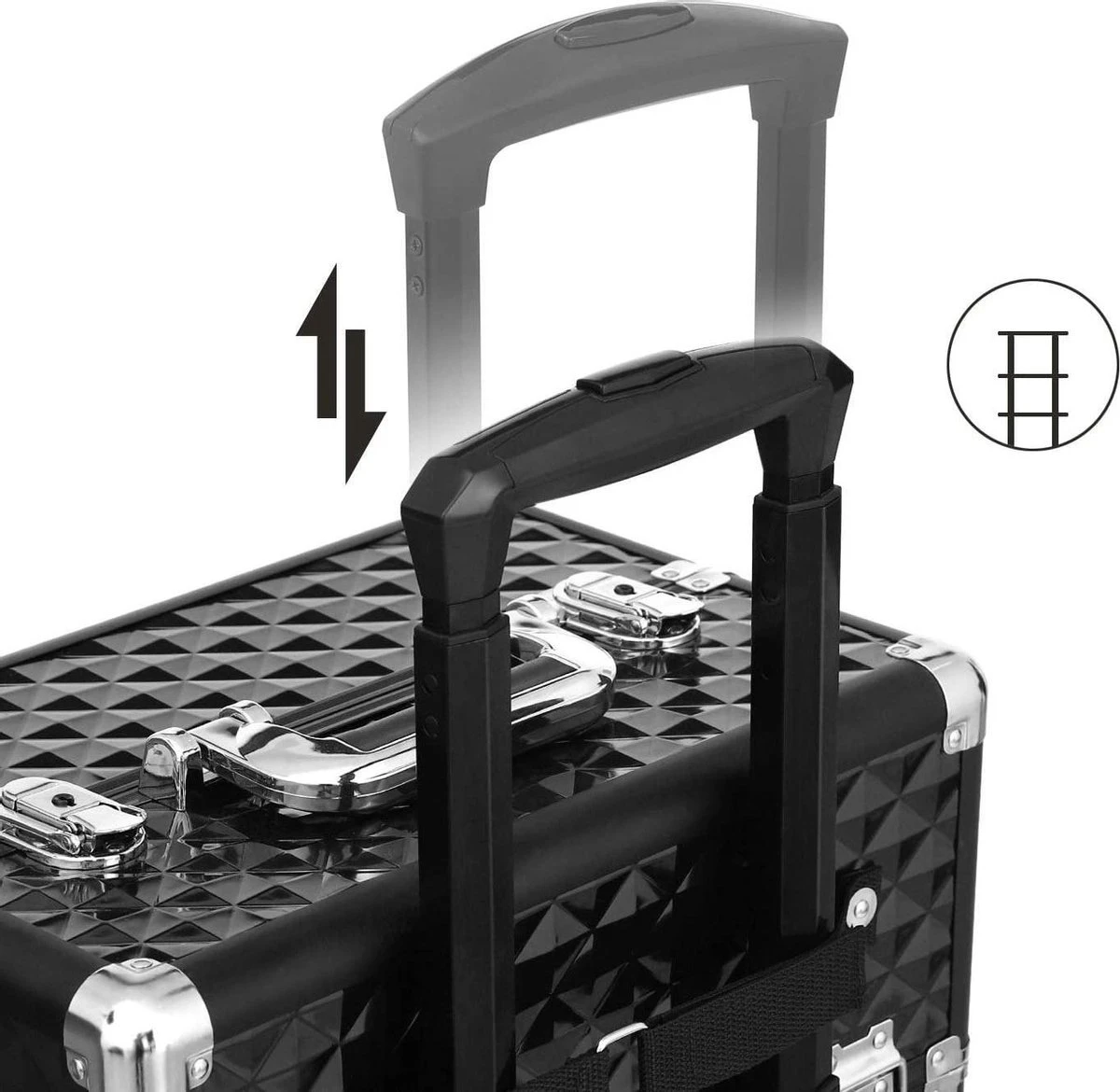 Merkloos Trolley, Make-up Koffer, Cosmetische Koffer, Voor Nageldesign, Make-up Organizer, Koffer Met Draagtas, Zwart JHZ04B 3 Merkloos Trolley, Make-up Koffer, Cosmetische Koffer, Voor Nageldesign, Make-up Organizer, Koffer Met Draagtas, Zwart JHZ04B - Afbeelding 3