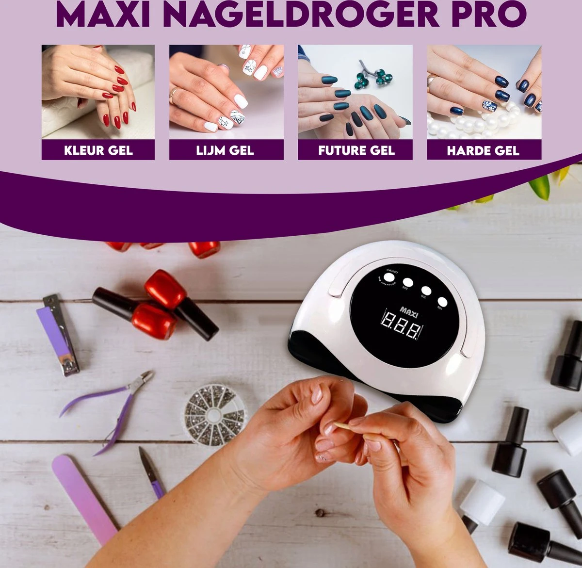 Maxi Nageldroger Pro - 168W - Uv Lamp - Nageldroger Lamp - Nageldroger Voor Gelnagels - Geschikt Voor Elke Nagel Gellak 2 Maxi Nageldroger Pro - 168W - Uv Lamp - Nageldroger Lamp - Nageldroger Voor Gelnagels - Geschikt Voor Elke Nagel Gellak - Afbeelding 2