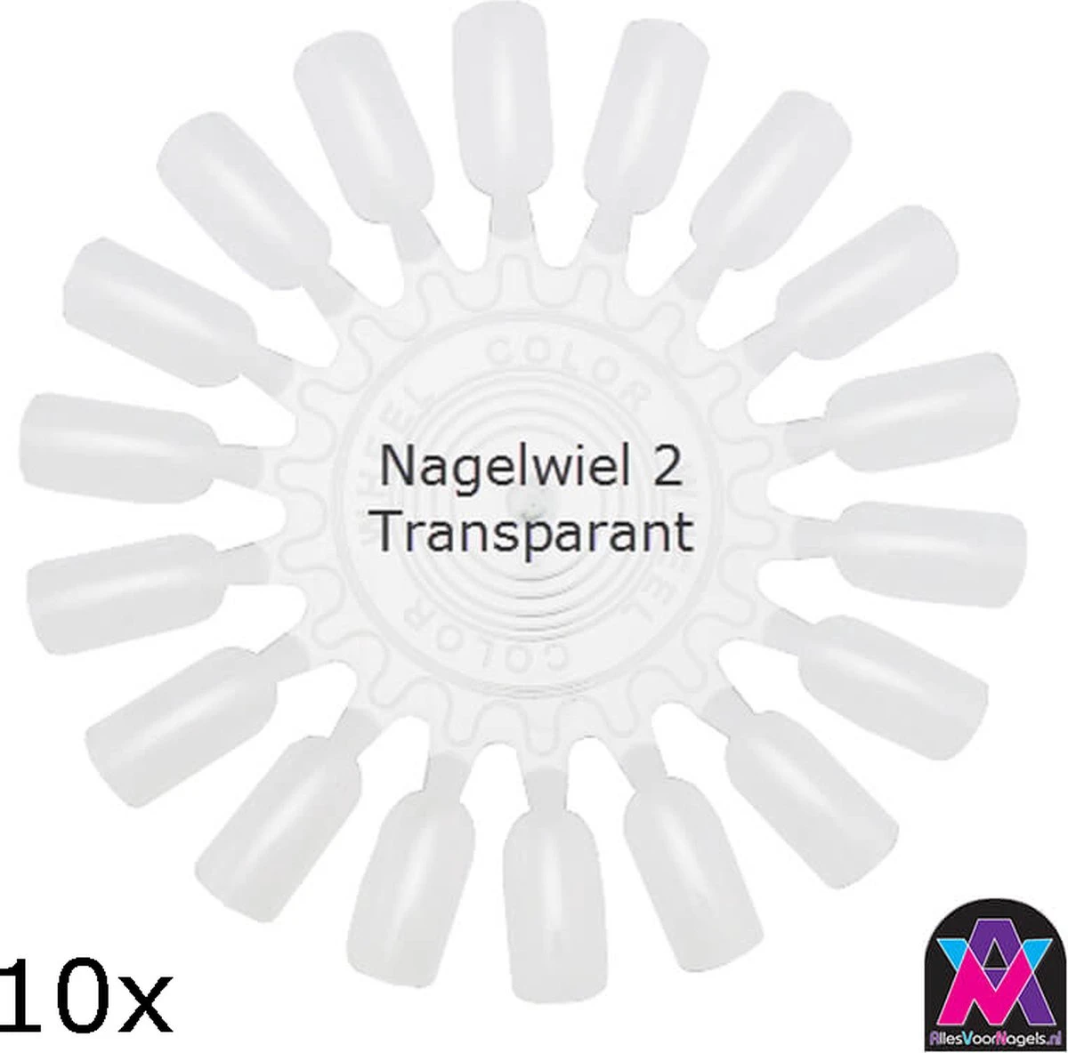 AVN - 10 X Nagelwiel Met Elk 18 Kunstnagels - Nagellak - Kleuren Waaier - Nail Display Palet - Transparant 1 AVN - 10 X Nagelwiel Met Elk 18 Kunstnagels - Nagellak - Kleuren Waaier - Nail Display Palet - Transparant