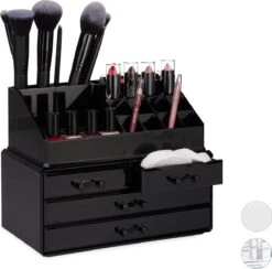 Relaxdays Make-up Organizer - Tweedelig - Cosmetica Opbergdoos + Lippenstift Houder - Zwart 19 Relaxdays Make-up Organizer - Tweedelig - Cosmetica Opbergdoos + Lippenstift Houder - Zwart -Cosmetica Winkel 1200x1184 38