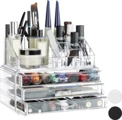 Relaxdays Make-up Organizer Klein - Stapelbaar - Sieradendoosje - Cosmetica - Opbergbox - Doorzichtig -Cosmetica Winkel 1200x1185 20