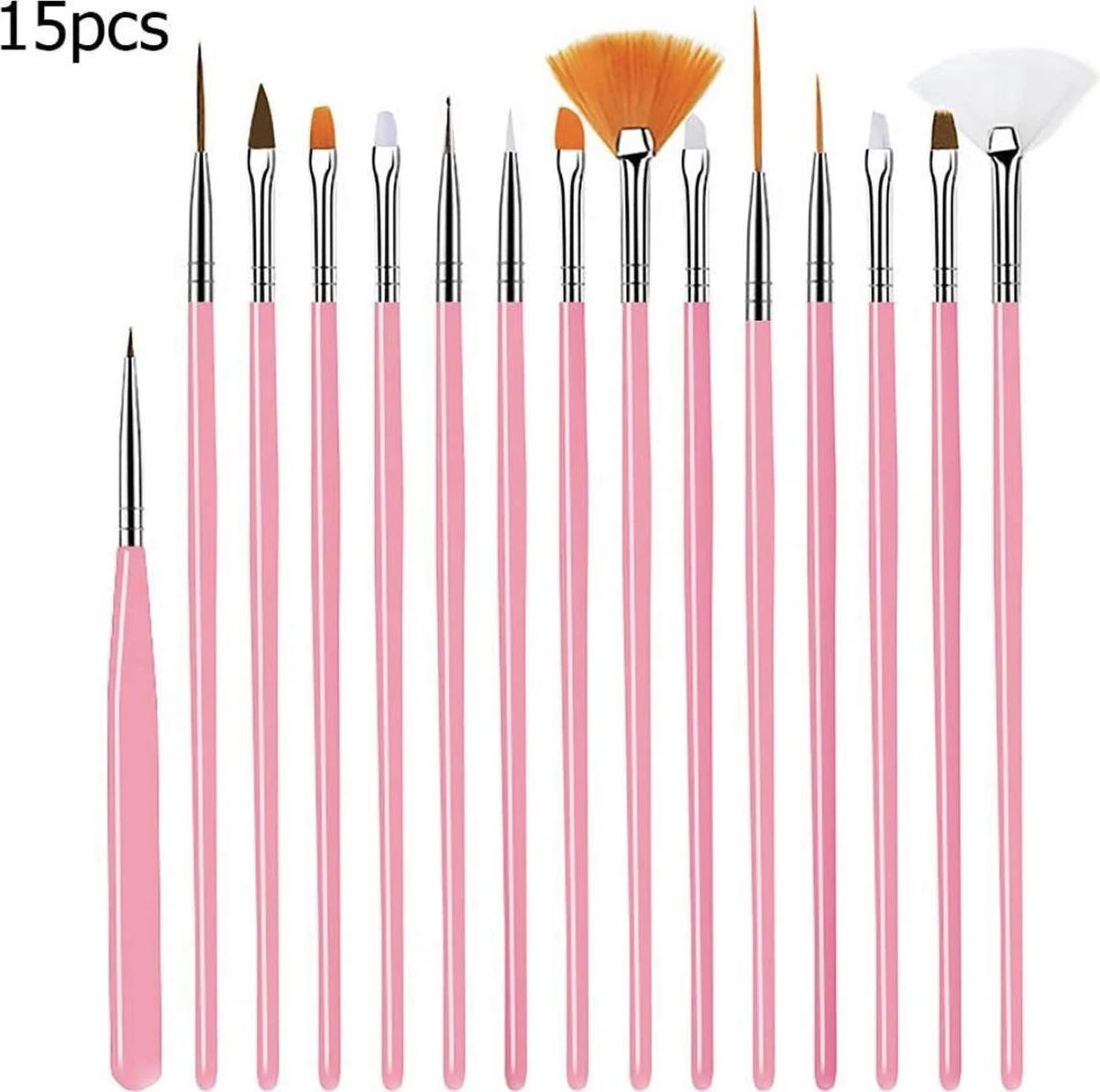 GUAPÀ - Penselen Set Roze Voor Nail Art / Acryl & Gel Nagels - Professional Nail Brushes - 15 Delig 4 GUAPÀ - Penselen Set Roze Voor Nail Art / Acryl & Gel Nagels - Professional Nail Brushes - 15 Delig - Afbeelding 4