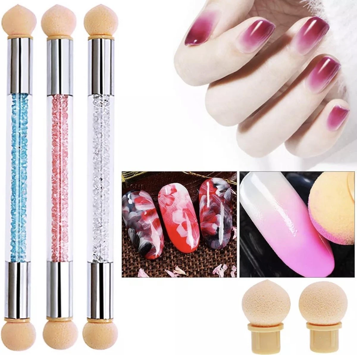 GUAPÀ - Nail Art Penselen Spons Set Met Holografische Glitter Poeder Set Voor Het Maken Van Prachtige Nail Art Effecten Op Je Nagels - 6 Delige Nail Art Set 3 GUAPÀ - Nail Art Penselen Spons Set Met Holografische Glitter Poeder Set Voor Het Maken Van Prachtige Nail Art Effecten Op Je Nagels - 6 Delige Nail Art Set - Afbeelding 3