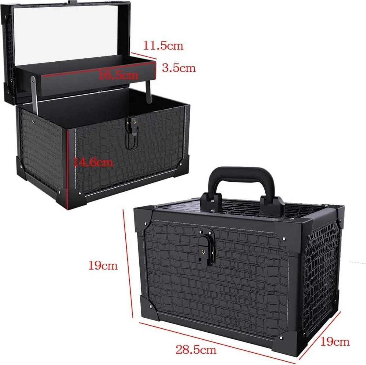 Make Up Koffer- Make Up Organizer- Beautycase -zwart -Make-upkoffer- Multifunctionele Koffer- Make-upkoffer- Sieradenkoffer- Kapperskoffer- Afneembare Schouderriem- Klassieke Zwarte Beautycase 8 Make Up Koffer- Make Up Organizer- Beautycase -zwart -Make-upkoffer- Multifunctionele Koffer- Make-upkoffer- Sieradenkoffer- Kapperskoffer- Afneembare Schouderriem- Klassieke Zwarte Beautycase - Afbeelding 8