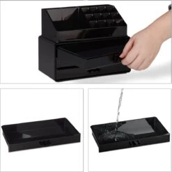Relaxdays Make-up Organizer - Sieradendoosje - Cosmetica - Zwart -Cosmetica Winkel 1200x1198 107