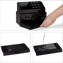 Relaxdays Make-up Organizer - Tweedelig - Cosmetica Opbergdoos + Lippenstift Houder - Zwart 30 Relaxdays Make-up Organizer - Tweedelig - Cosmetica Opbergdoos + Lippenstift Houder - Zwart -Cosmetica Winkel 1200x1198 113