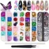 Merkloos Nagel Gedroogde Bloemen, Vlinder Nagel Glitter Pailletten, Folie Nagel Chip Glitter, Nail Art Strass Met Pincet Nail Art Strass Picker Potlood, Voor 3D Nail Art Design Diy Decoraties