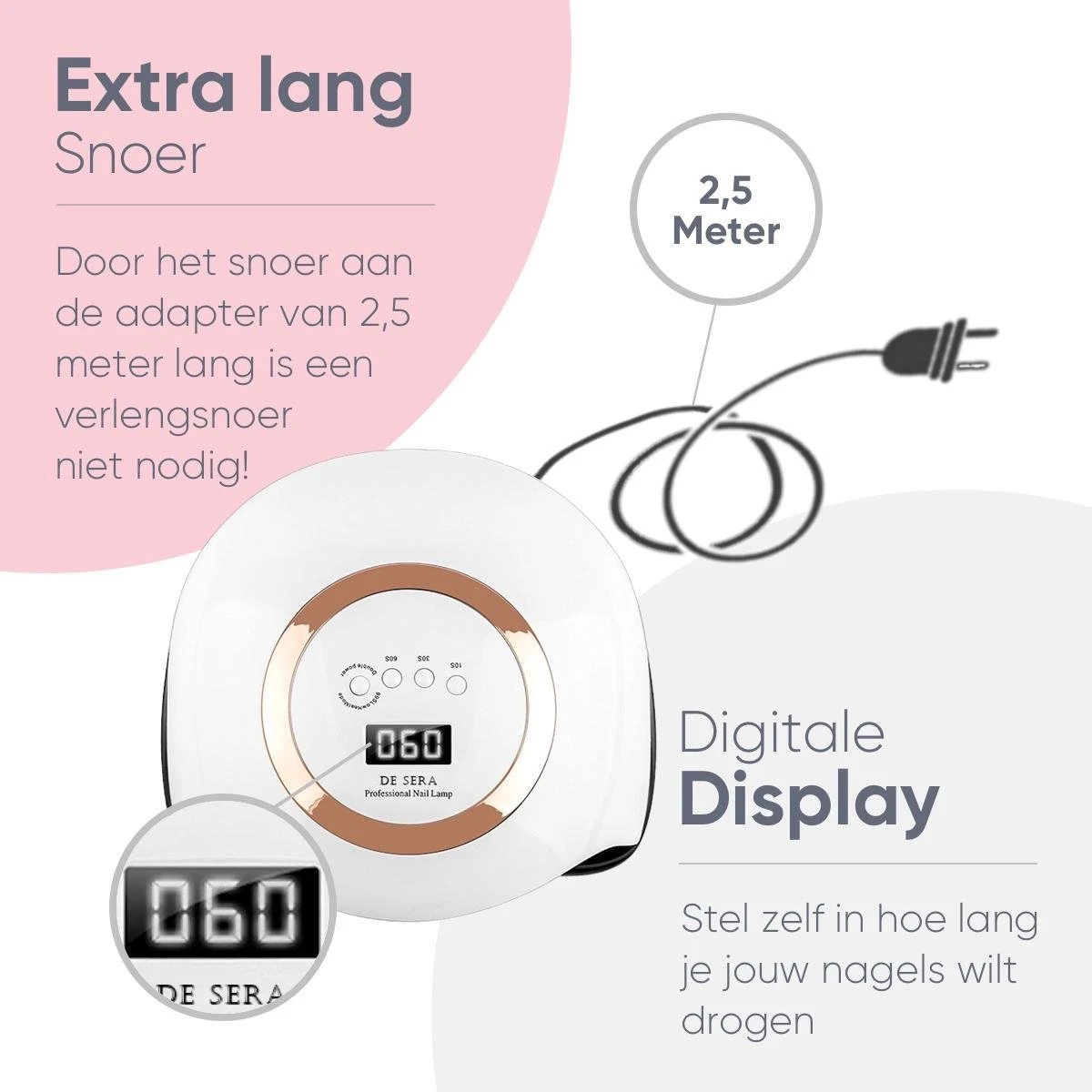 De Sera UV Lamp Gelnagels 168W - LED Lamp Nagels - Gellak Lamp - Nageldroger Met 2.5 Meter Lang Snoer - Wit 2 De Sera UV Lamp Gelnagels 168W - LED Lamp Nagels - Gellak Lamp - Nageldroger Met 2.5 Meter Lang Snoer - Wit - Afbeelding 2