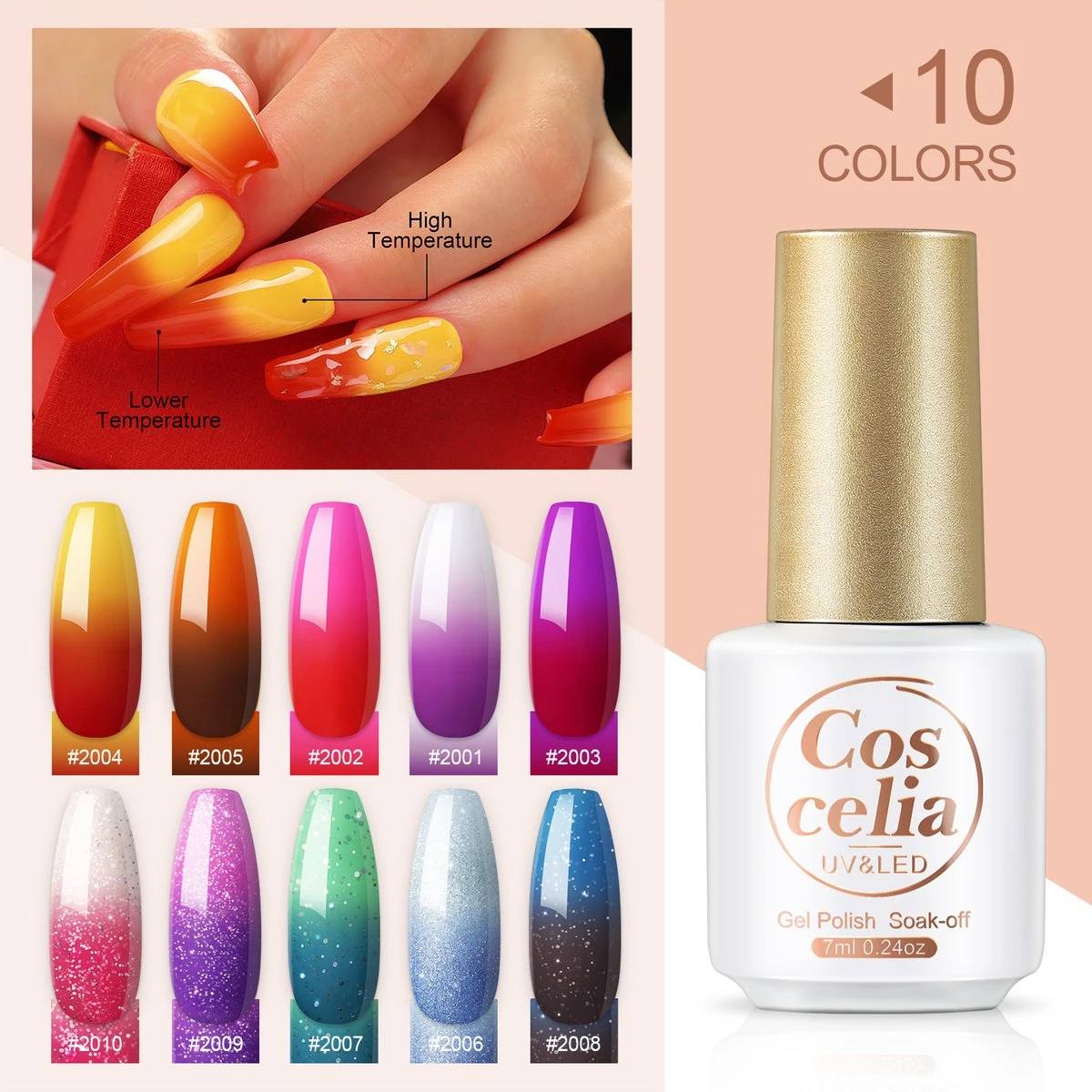 10 Temperatuur Veranderende Kleuren Gellak - Gel Nagellak - Gellakset - Nagelset - Temperature Change Nail Polish - Manicureset - 10 Kleuren Gel Polish - Gelnagels - Nagellak - Gelnagel Kit 6 10 Temperatuur Veranderende Kleuren Gellak - Gel Nagellak - Gellakset - Nagelset - Temperature Change Nail Polish - Manicureset - 10 Kleuren Gel Polish - Gelnagels - Nagellak - Gelnagel Kit - Afbeelding 6