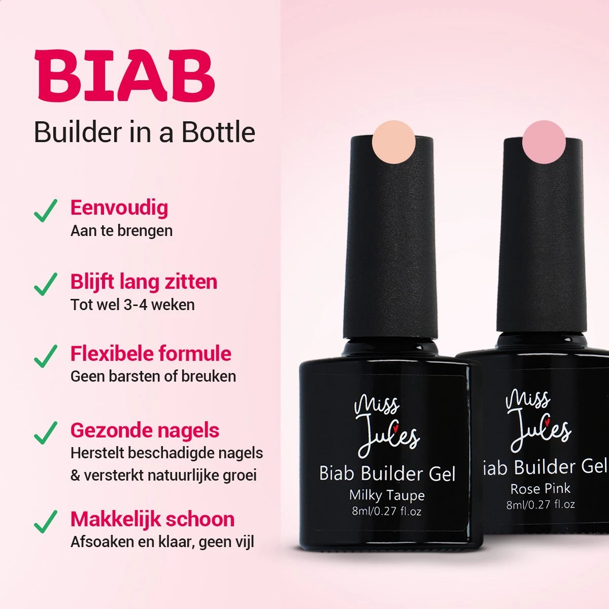 Miss Jules® BIAB Starter Pakket – Builder In A Bottle – BIAB Nagel Builder Gel – BIAB Nagellak Starterset - Inclusief UV/LED Lamp & Instructievideo (NL) 4 Miss Jules® BIAB Starter Pakket – Builder In A Bottle – BIAB Nagel Builder Gel – BIAB Nagellak Starterset - Inclusief UV/LED Lamp & Instructievideo (NL) - Afbeelding 4