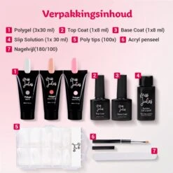 Miss Jules® Luxe Complete Polygel Kit - Polygel Nagels Starterspakket - 3 X 30 ML - Perfecte Combinatie Gellak & Acryl - Inclusief Instructievideo (NL) -Cosmetica Winkel 1200x1200 1900