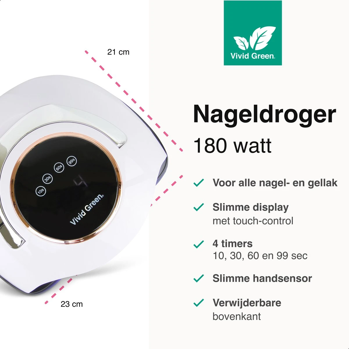 Vivid Green UV Lamp Gelnagels - Led Nagellamp - Gellak Nagel Lamp - Nageldroger - Naggellak Droger - Nagels - 180W 2 Vivid Green UV Lamp Gelnagels - Led Nagellamp - Gellak Nagel Lamp - Nageldroger - Naggellak Droger - Nagels - 180W - Afbeelding 2