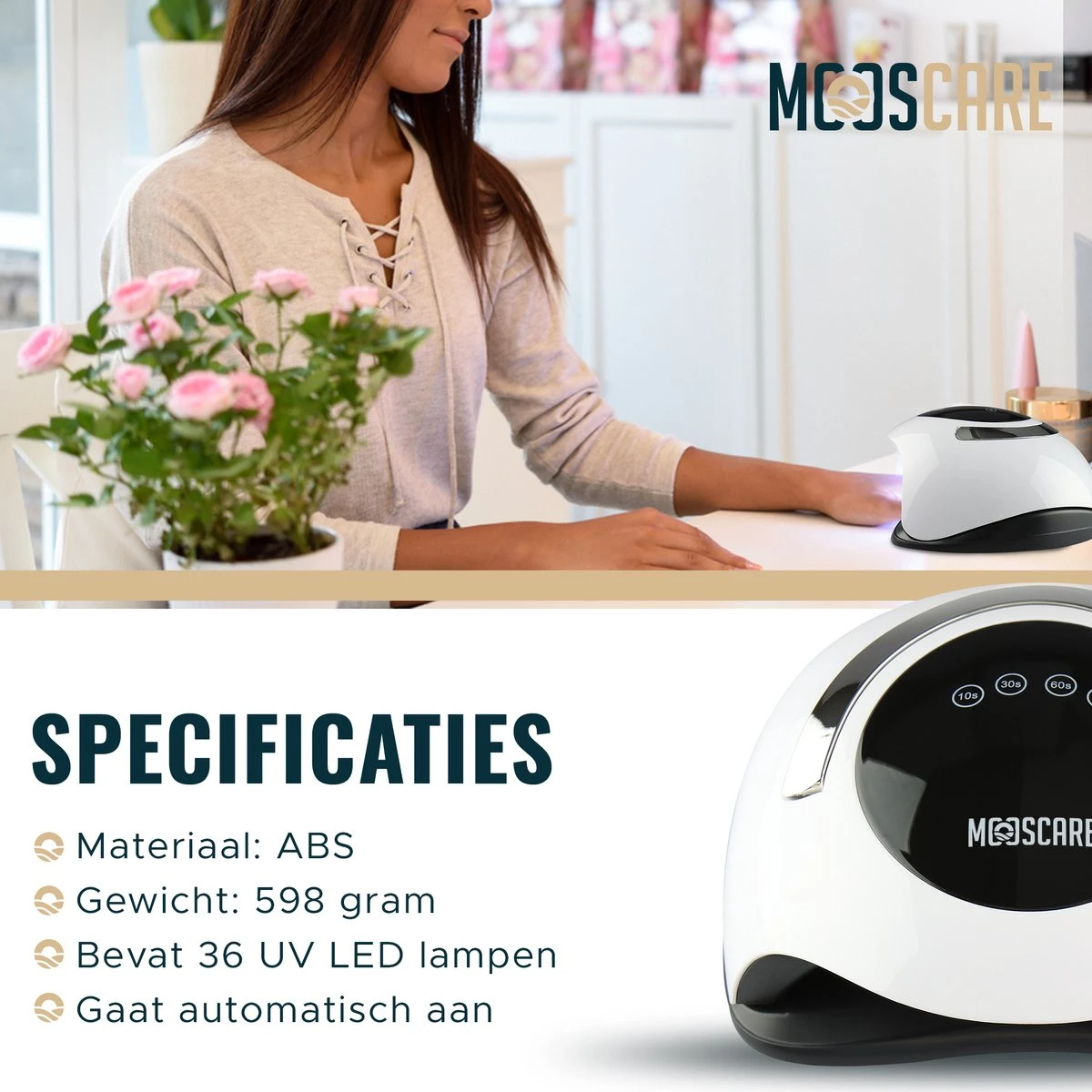 MOOSCARE 120 Watt LED Lamp Voor Gellak Nagels - UV Lamp Gelnagels - Nail Art Nagellamp - Gel Nagellak Nageldroger 3 MOOSCARE 120 Watt LED Lamp Voor Gellak Nagels - UV Lamp Gelnagels - Nail Art Nagellamp - Gel Nagellak Nageldroger - Afbeelding 3