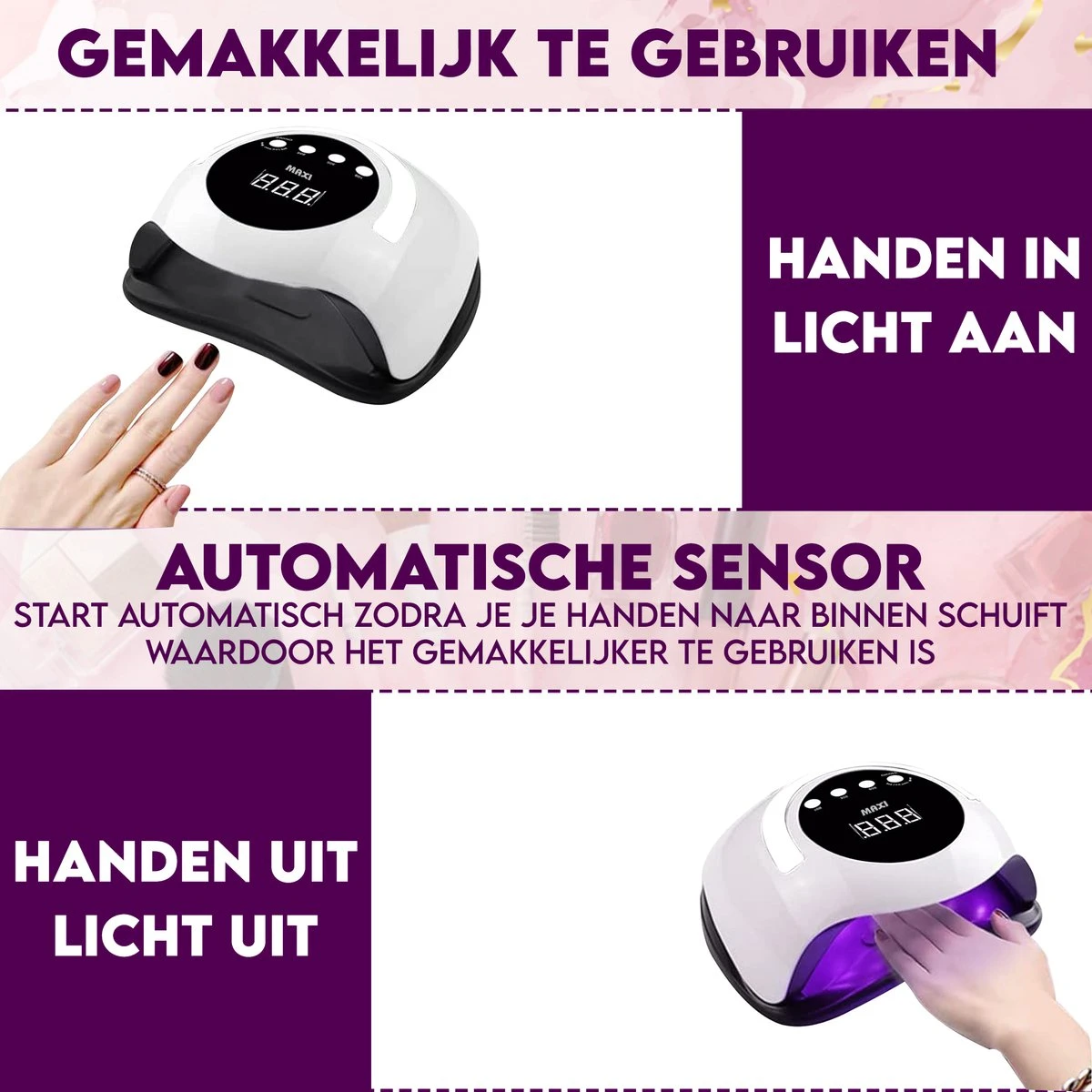 Maxi Nageldroger Pro - 168W - Uv Lamp - Nageldroger Lamp - Nageldroger Voor Gelnagels - Geschikt Voor Elke Nagel Gellak 3 Maxi Nageldroger Pro - 168W - Uv Lamp - Nageldroger Lamp - Nageldroger Voor Gelnagels - Geschikt Voor Elke Nagel Gellak - Afbeelding 3