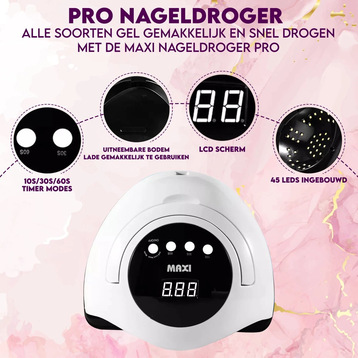 Maxi Nageldroger Pro - 168W - Uv Lamp - Nageldroger Lamp - Nageldroger Voor Gelnagels - Geschikt Voor Elke Nagel Gellak 5 Maxi Nageldroger Pro - 168W - Uv Lamp - Nageldroger Lamp - Nageldroger Voor Gelnagels - Geschikt Voor Elke Nagel Gellak - Afbeelding 5