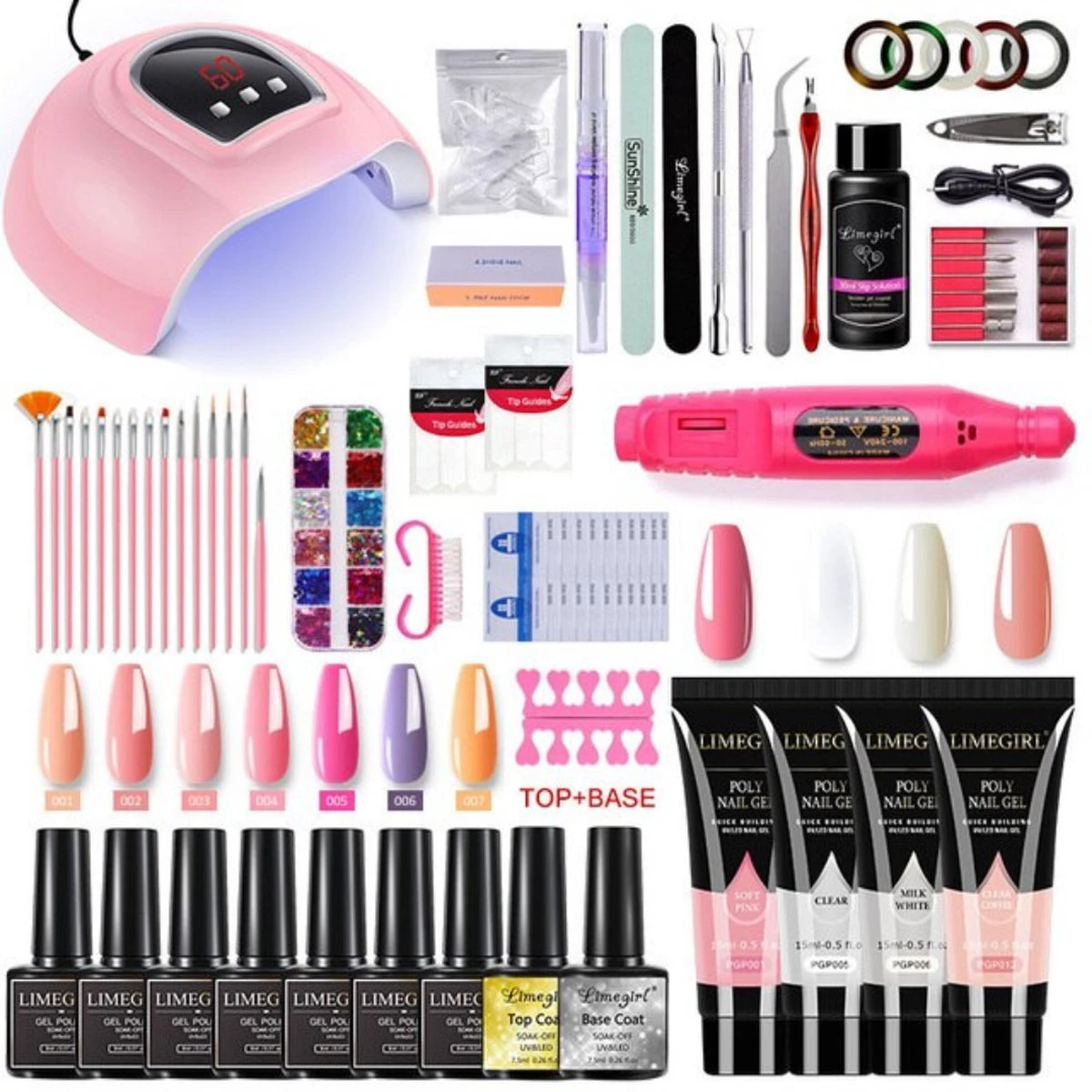 Gellak Starterpack – Gellak – Gelnagel Set – UV Lamp – LED – Manicure Set – Nail Art - Nagellamp – Nagelboor – Nageldroger – Nagellak – Incl. 100 Nageltips & Lijm – 20 Kleuren Gel Polish – L-ZH159-1 1 Gellak Starterpack – Gellak – Gelnagel Set – UV Lamp – LED – Manicure Set – Nail Art - Nagellamp – Nagelboor – Nageldroger – Nagellak – Incl. 100 Nageltips & Lijm – 20 Kleuren Gel Polish – L-ZH159-1