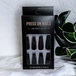 Merkloos Press On Nails - Nep Nagels – Zwart - Matte - Coffin - Manicure - Plak Nagels - Kunstnagels Nailart – Zelfklevend -Cosmetica Winkel 1200x1200 2362