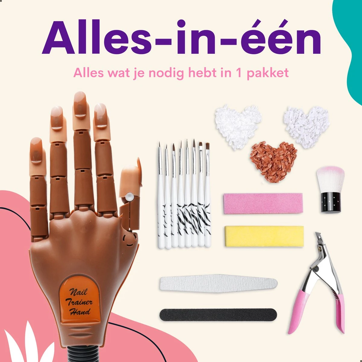 Merkloos Oefenhand Voor Nagels - Nailtrainer - Nagel Oefenhand - Compleet Acryl Nagels Starterpakket 8 Merkloos Oefenhand Voor Nagels - Nailtrainer - Nagel Oefenhand - Compleet Acryl Nagels Starterpakket - Afbeelding 8