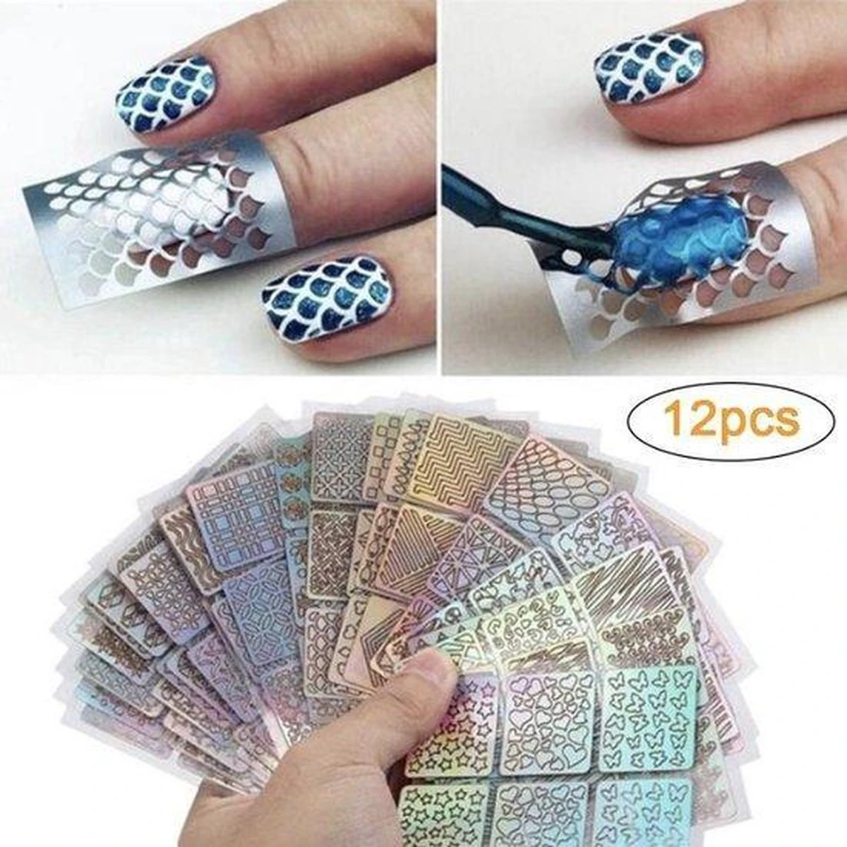 GUAPÀ - Nail Art Nagel Sjabloon Stickers 42 Vellen - Zelfklevende Nagelstickers & Nageldecoratie 3D Goud En Zilver 7 GUAPÀ - Nail Art Nagel Sjabloon Stickers 42 Vellen - Zelfklevende Nagelstickers & Nageldecoratie 3D Goud En Zilver - Afbeelding 7