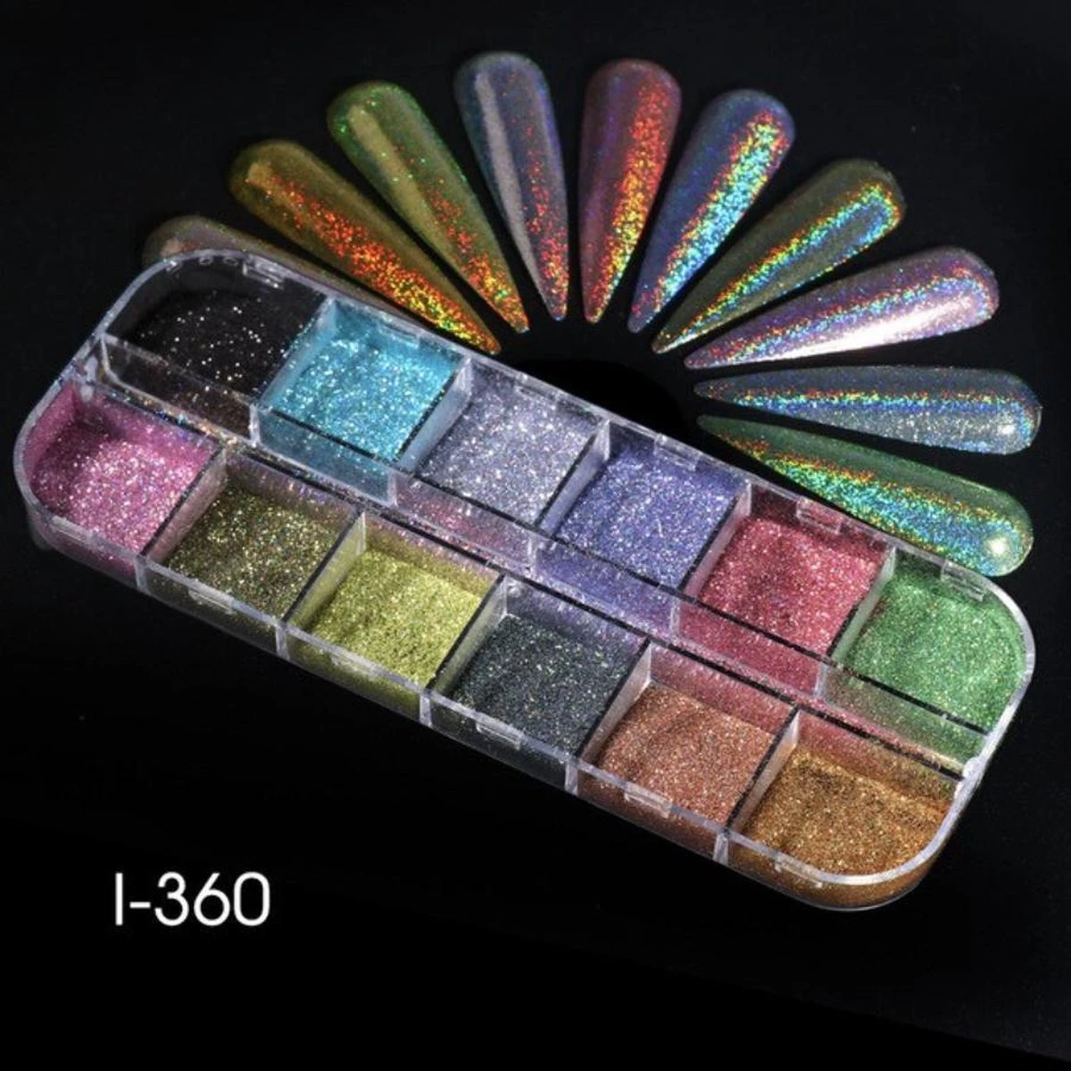 GUAPÀ - Nagel Nail Art Holografische Glitter Poeder - Diverse Kleuren - 12 Stuks 2 GUAPÀ - Nagel Nail Art Holografische Glitter Poeder - Diverse Kleuren - 12 Stuks - Afbeelding 2