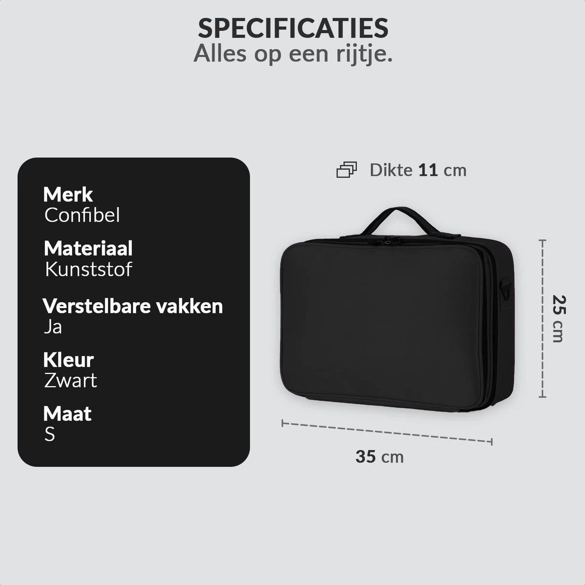 Cosmetica Koffer - Make-up Koffer Met Verstelbare Vakken - Visagie En Nagelstyliste Beauty Koffer - 35x25x11CM 13 Cosmetica Koffer - Make-up Koffer Met Verstelbare Vakken - Visagie En Nagelstyliste Beauty Koffer - 35x25x11CM - Afbeelding 13