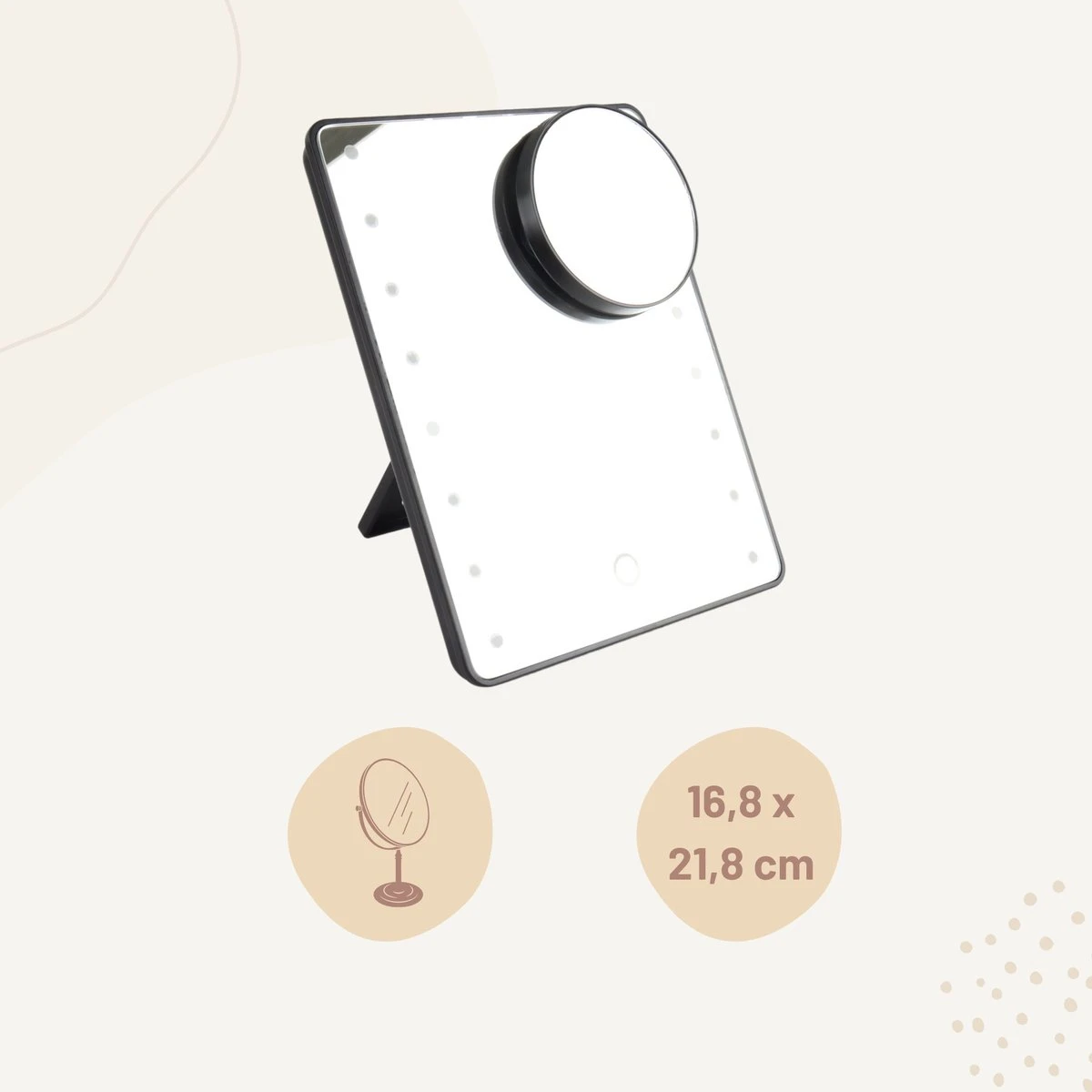 Orange85 Make-up Spiegel - Met Verlichting - LED - Met Vergrootglas - Zwart 3 Orange85 Make-up Spiegel - Met Verlichting - LED - Met Vergrootglas - Zwart - Afbeelding 3