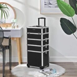 XXL PRO Visagie Beauty Case Koffer Trolley - Nagelkoffer Op Wielen Voor Makeup Of Cosmetica - Grote Uitklapbare Opbergsysteem Nagel Styliste Kapster - Zwart -Cosmetica Winkel 1200x1200 2647