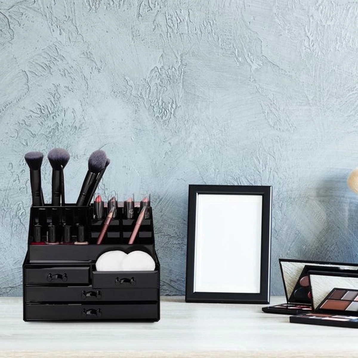 A&K 2in1 Make-up Organizer - 4 Lades Cosmetica Opbergdoos - Kaptafel - Zwart 3 A&K 2in1 Make-up Organizer - 4 Lades Cosmetica Opbergdoos - Kaptafel - Zwart - Afbeelding 3