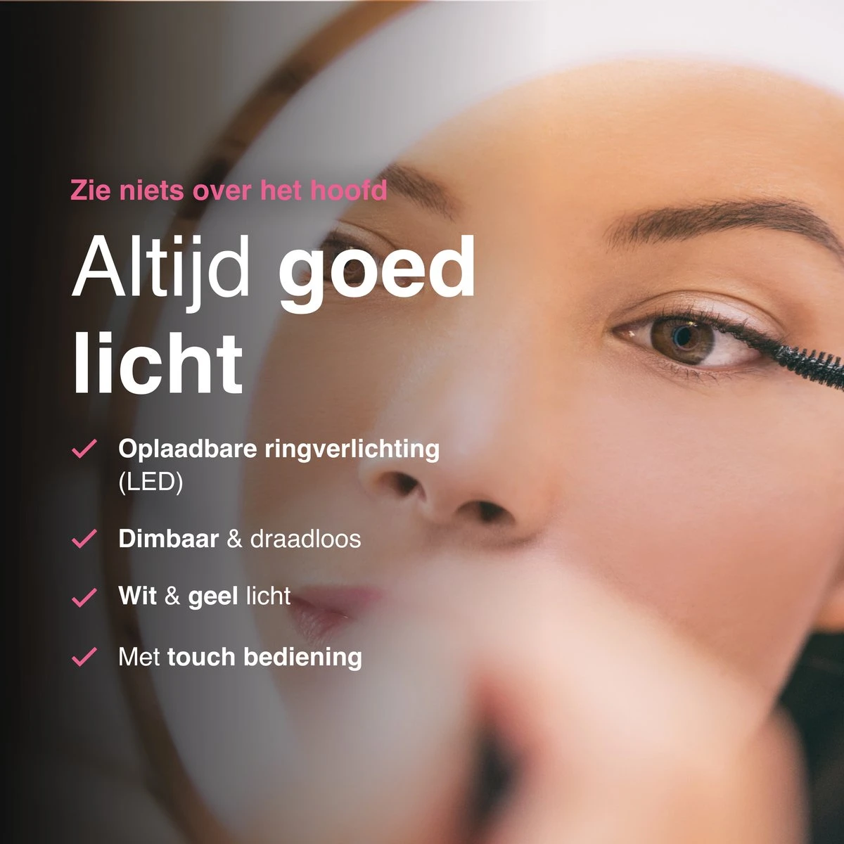 Vivid Green Make Up Spiegel Met Led Verlichting - Rond - Wanspiegel - Spiegellamp - 10x Vergroting - 26 CM 6 Vivid Green Make Up Spiegel Met Led Verlichting - Rond - Wanspiegel - Spiegellamp - 10x Vergroting - 26 CM - Afbeelding 6