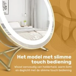 Great's® Make Up Spiegel Met LED Verlichting - ⌀ 40cm - Visagie Spiegel Rond - Extra Close Up Spiegeltje 10x - Goud -Cosmetica Winkel 1200x1200 2740