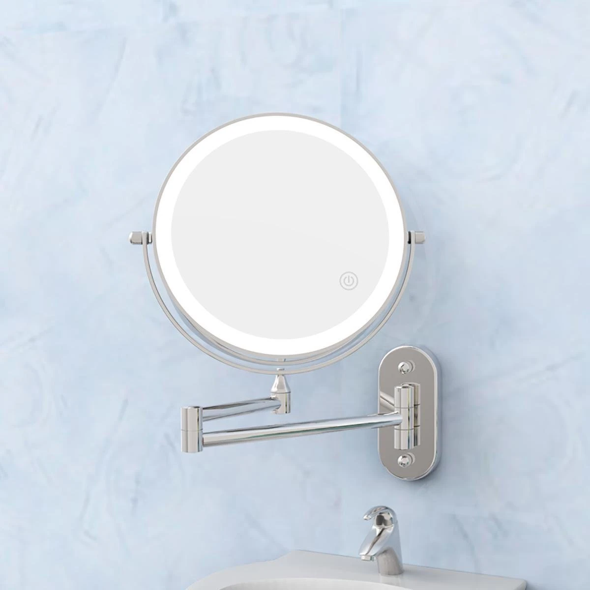 360° Draaibaar LED Scheerspiegel Met 5X Vergroting - 3 Lichtstanden - Dimstanden - Badkamerspiegel Met Natuurlijk Licht - Make-up Spiegel - Draadloos - Werkt Op Batterijen 8 360° Draaibaar LED Scheerspiegel Met 5X Vergroting - 3 Lichtstanden - Dimstanden - Badkamerspiegel Met Natuurlijk Licht - Make-up Spiegel - Draadloos - Werkt Op Batterijen - Afbeelding 8