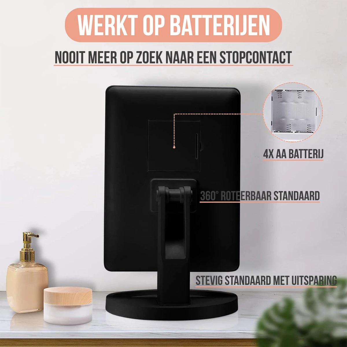 Strex Make Up Spiegel Met LED Verlichting - 3 Verlichtingsmodus - 1/10x Vergroting - 360° Verstelbaar 4 Strex Make Up Spiegel Met LED Verlichting - 3 Verlichtingsmodus - 1/10x Vergroting - 360° Verstelbaar - Afbeelding 4