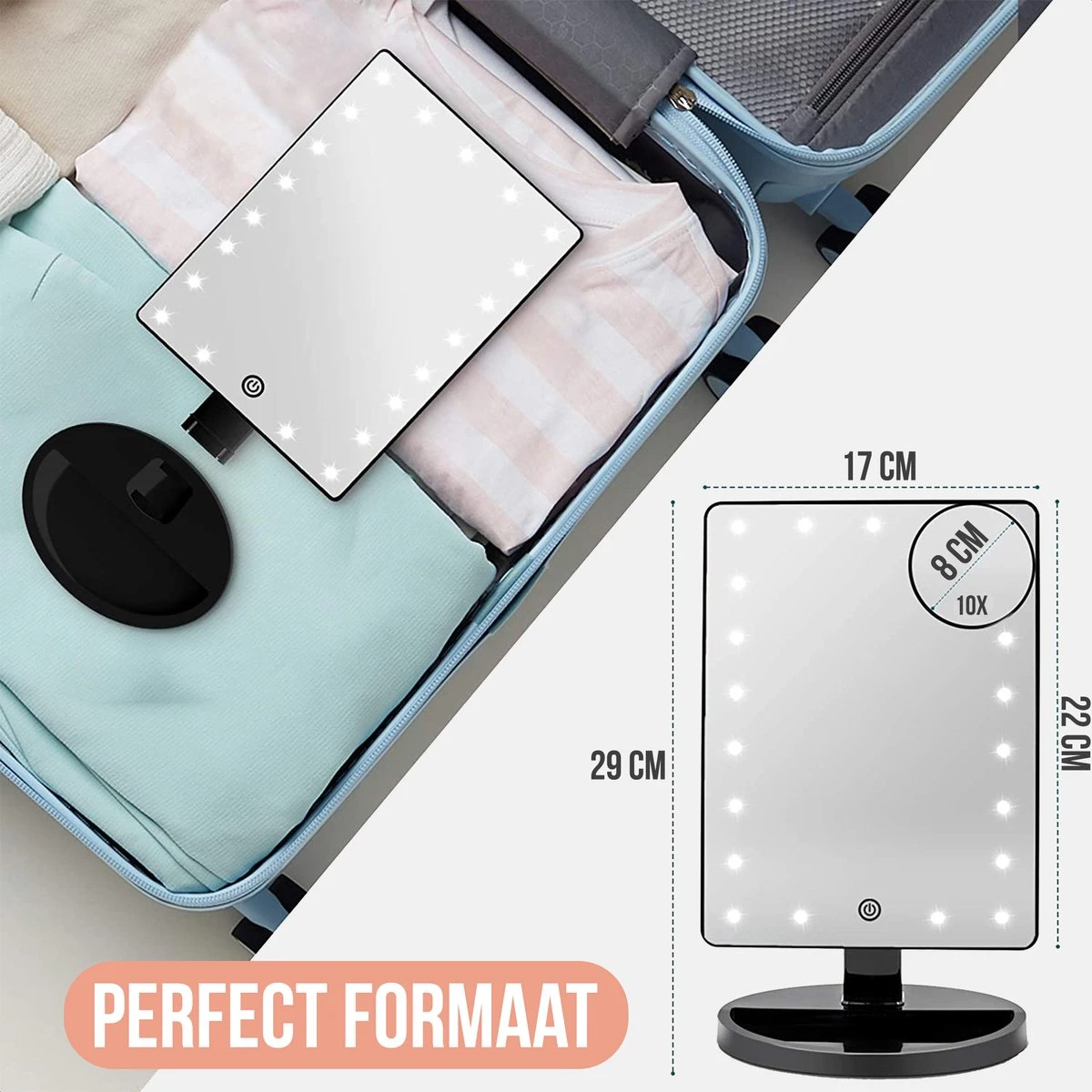 Strex Make Up Spiegel Met LED Verlichting - 3 Verlichtingsmodus - 1/10x Vergroting - 360° Verstelbaar 7 Strex Make Up Spiegel Met LED Verlichting - 3 Verlichtingsmodus - 1/10x Vergroting - 360° Verstelbaar - Afbeelding 7