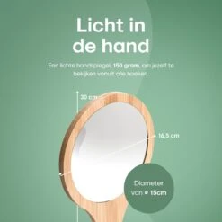 Bamboe Handspiegel Met Handvat - 15 Cm - Make Up Spiegel / Scheerspiegel / Kappersspiegel - 150 Gram - Kapper -Cosmetica Winkel 1200x1200 2827
