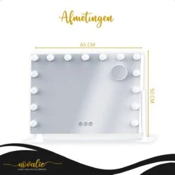 Novalie Hollywood Spiegel Met Verlichting - 65 Cm X 50 Cm - Make Up Spiegel Met Led Lampen – Visagie – Dimbaar / 3 Lichtstanden – Voor Hem / Haar Cadeau – 10x Vergroting – Met Tru-Daylight Verlichting – Wit -Cosmetica Winkel 1200x1200 2838