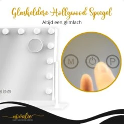 Novalie Hollywood Spiegel Met Verlichting - 65 Cm X 50 Cm - Make Up Spiegel Met Led Lampen – Visagie – Dimbaar / 3 Lichtstanden – Voor Hem / Haar Cadeau – 10x Vergroting – Met Tru-Daylight Verlichting – Wit -Cosmetica Winkel 1200x1200 2842