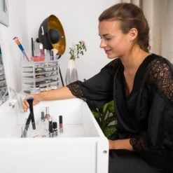 Relaxdays Cosmetica Organizer - Cosmeticahouder - Make Up Toren - Doorzichtig - 16 Vakken - Zwart -Cosmetica Winkel 1200x1200 2932