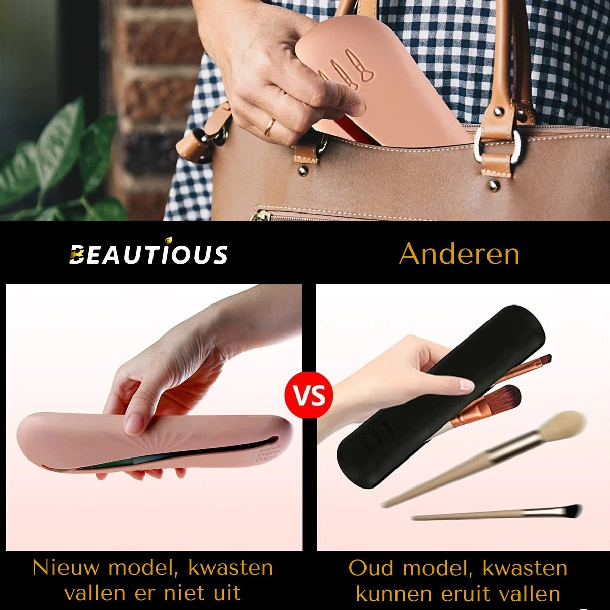 Beautious® Make Up Organizer - Beauty Organizer - Kwastenhouder - Compact - Siliconen - Khaki 5 Beautious® Make Up Organizer - Beauty Organizer - Kwastenhouder - Compact - Siliconen - Khaki - Afbeelding 5