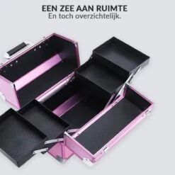 Confibel Cosmetica Koffer - Make Up Koffer Uitklapbaar - 5 Opbergbakken Make-up Koffer - Beautycase/Visagiekoffer /Cosmeticakoffer /Beautycase/ Nagelstylistekoffer - Roze -Cosmetica Winkel 1200x1200 3078
