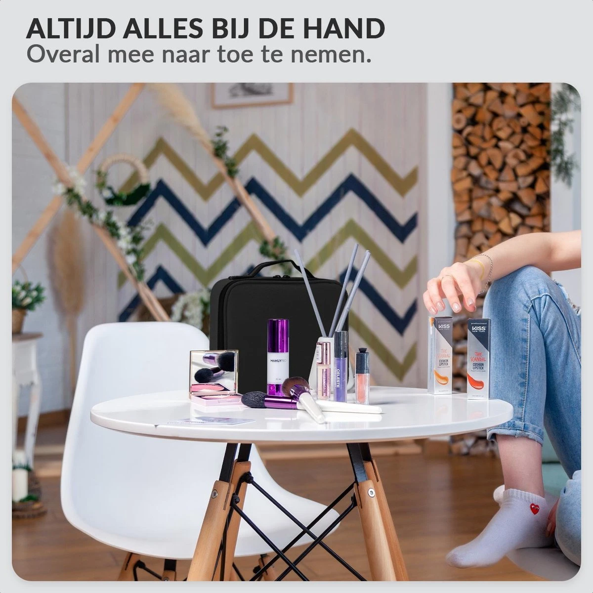 Cosmetica Koffer - Make-up Koffer Met Verstelbare Vakken - Visagie En Nagelstyliste Beauty Koffer - 26x23x9CM 8 Cosmetica Koffer - Make-up Koffer Met Verstelbare Vakken - Visagie En Nagelstyliste Beauty Koffer - 26x23x9CM - Afbeelding 8