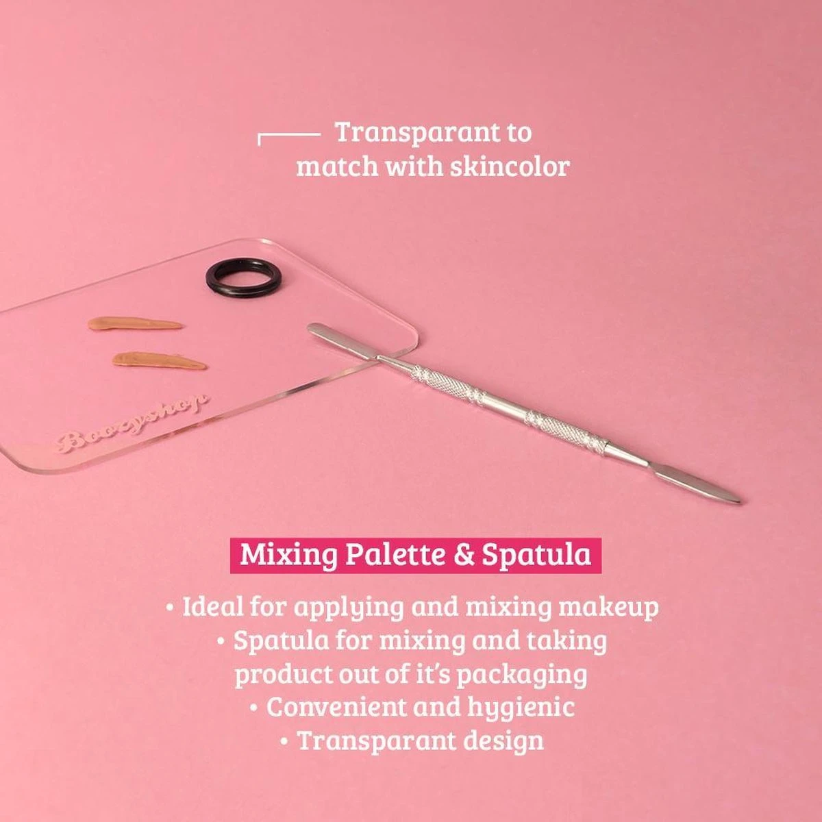 Boozyshop Transparent Makeup Mixing Palette & Spatula 2 Boozyshop Transparent Makeup Mixing Palette & Spatula - Afbeelding 2