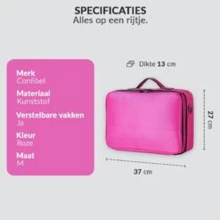 Cosmetica Koffer - Make-up Koffer Met Verstelbare Vakken - Visagie En Nagelstyliste Beauty Koffer - 37x27x13CM - Roze 14 Cosmetica Koffer - Make-up Koffer Met Verstelbare Vakken - Visagie En Nagelstyliste Beauty Koffer - 37x27x13CM - Roze -Cosmetica Winkel 1200x1200 3176