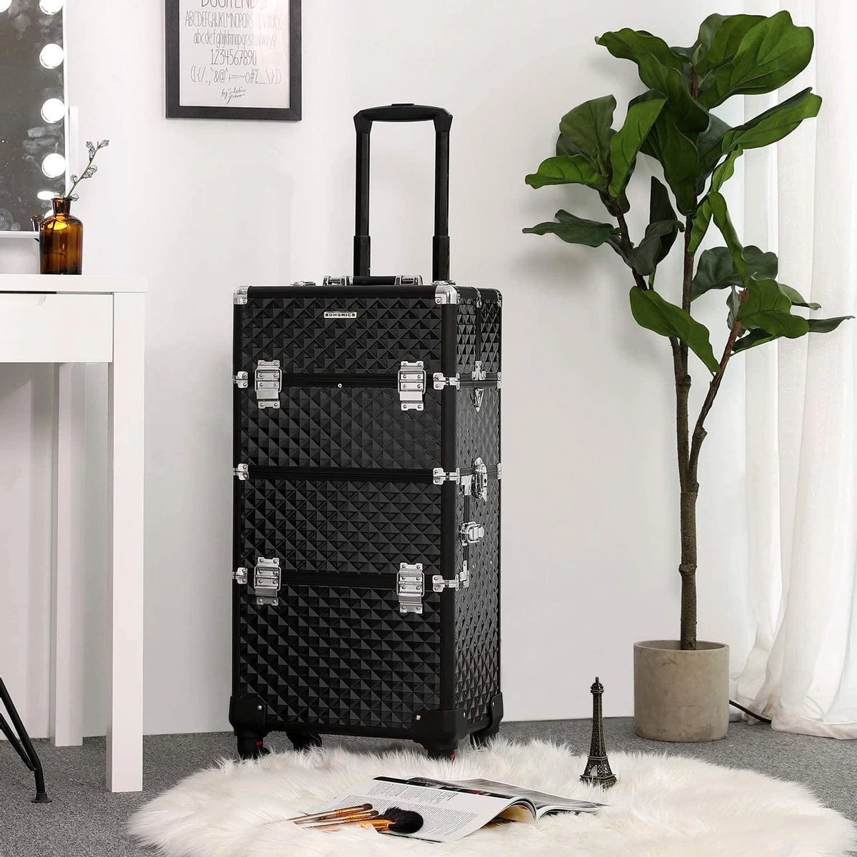 Merkloos Trolley, Make-up Koffer, Cosmetische Koffer, Voor Nageldesign, Make-up Organizer, Koffer Met Draagtas, Zwart JHZ04B 1 Merkloos Trolley, Make-up Koffer, Cosmetische Koffer, Voor Nageldesign, Make-up Organizer, Koffer Met Draagtas, Zwart JHZ04B
